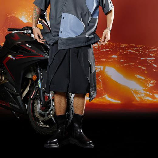 WHISTLEHUNTER(WSTHT)不对称廓形骑士五分裤立体剪裁宽松百搭短裤 商品图3