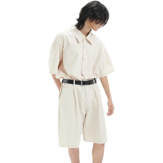 TERRAINCOGNITA21SS米白色宽松廓形百搭休闲衬衫基础通勤短袖男女 商品图4