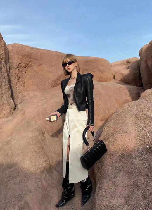 MATEMATE原创白色蛇皮长裙 商品图0