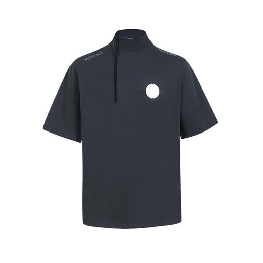 WHISTLEHUNTER(WSTHT)两色情侣基础半高领短袖 金属标主题拉链T恤 商品图4