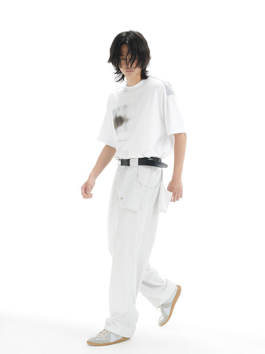 TERRAINCOGNITA21SS水泥灰蓝可扣式挡片休闲裤小众金属烫银西裤 商品图4