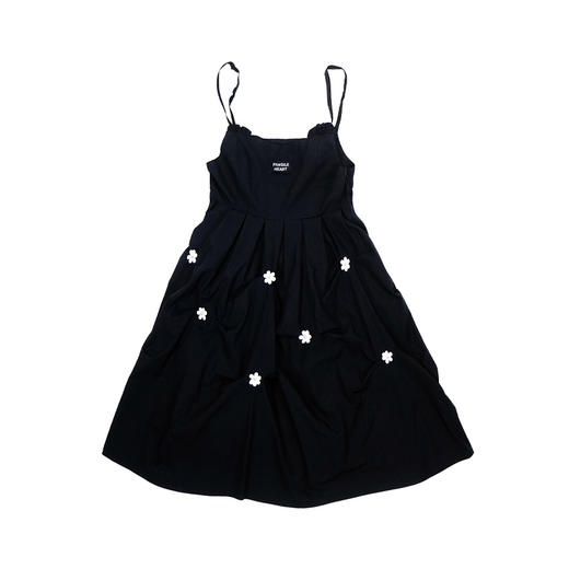 fragileheart易碎商店黑色吊带连衣裙女春夏可爱小花赫本风小黑裙 商品图3