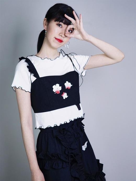 fragileheart原创短款花朵吊带不规则花边肩带内搭抹胸背心不退换 商品图2