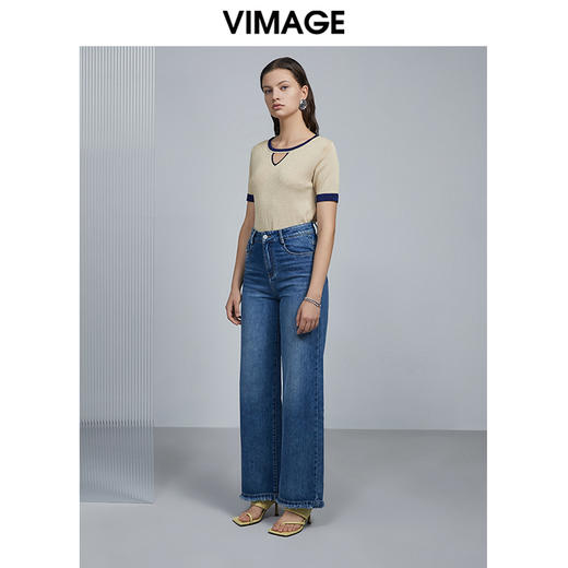 VIMAGE纬漫纪新款时尚休闲显瘦牛仔裤V1505130 商品图1