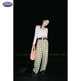 EhK 秋冬 复古双色格子 宽松百搭休闲长裤