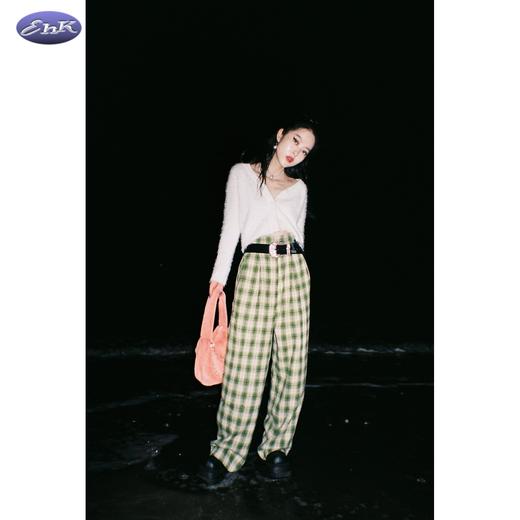 EhK 秋冬 复古双色格子 宽松百搭休闲长裤 商品图0