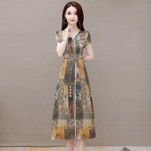 YWE  BOSY97印花连衣裙修身短袖大码气质【优】 商品图1