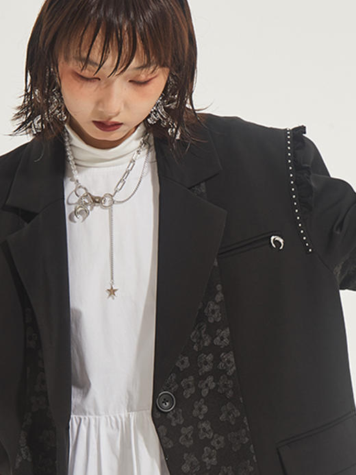 原创设计自制月亮项链星星吊坠时尚少女百搭单品秋冬银色毛衣链 商品图2