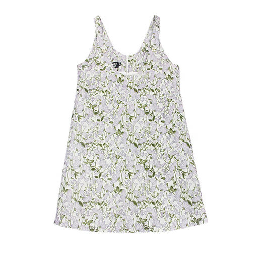 fragileheart易碎商店春季紫色碎花背带高腰中长裙无袖连衣裙女 商品图2