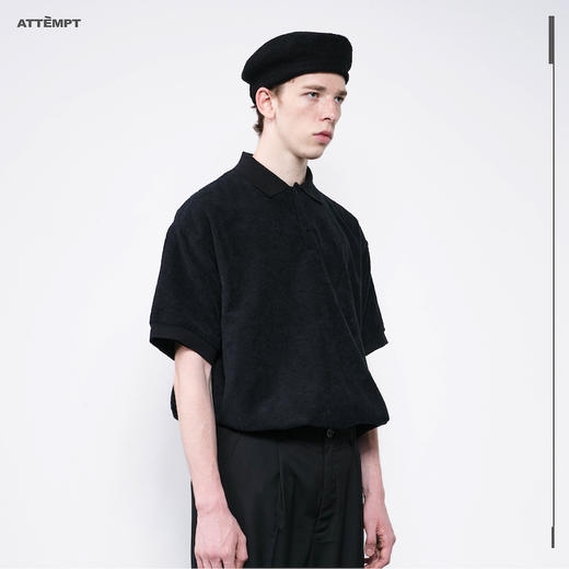 ATTEMPT AW20 复古A logo刺绣毛巾布短袖 Polo 衫 商品图2