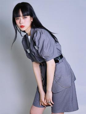 fragileheart易碎商店 蝴蝶刺绣短袖西装外套女春薄款泡泡袖上衣