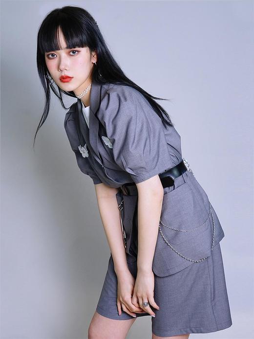 fragileheart易碎商店 蝴蝶刺绣短袖西装外套女春薄款泡泡袖上衣 商品图0