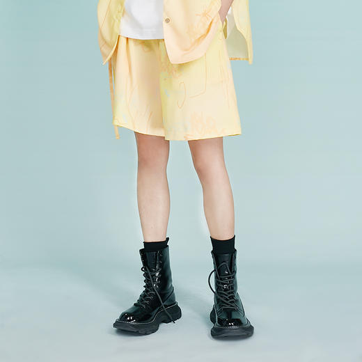 HOLONOMIC 原创设计绑带印花宽松阔腿短裤 商品图3