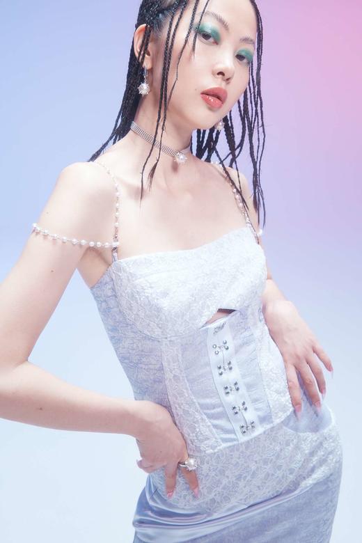 EhK 紫色提花小心机镂空设计 可拆卸链条可两穿 裹胸吊带上衣女 商品图2