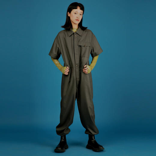 HOLONOMIC 原创设计工装腰果花拼贴宽松垂感束脚连体裤 商品图2