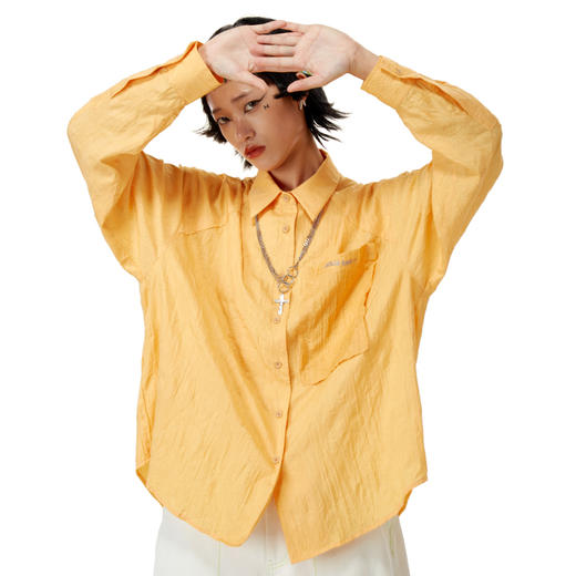 HOLONOMIC 原创设计褶皱感落肩宽松长袖衬衫 商品图0