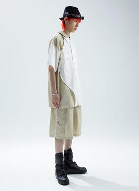 SFTTR 2021SS 曲线分割后背镂空解构拼接男女不规则异型裁片衬衫