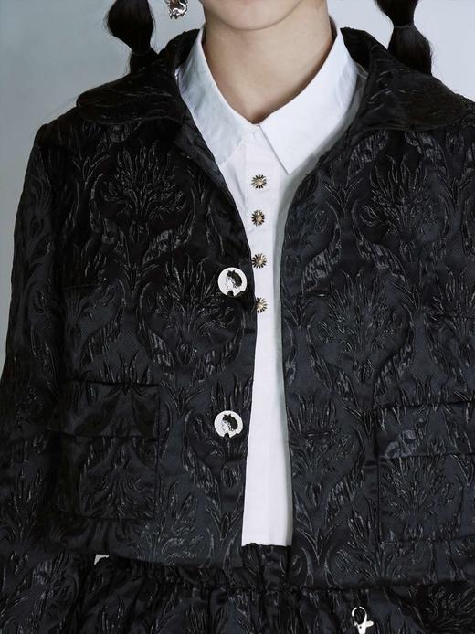 fragileheart易碎商店原创设计2021春季黑白刺绣提花短西装外套女 商品图2