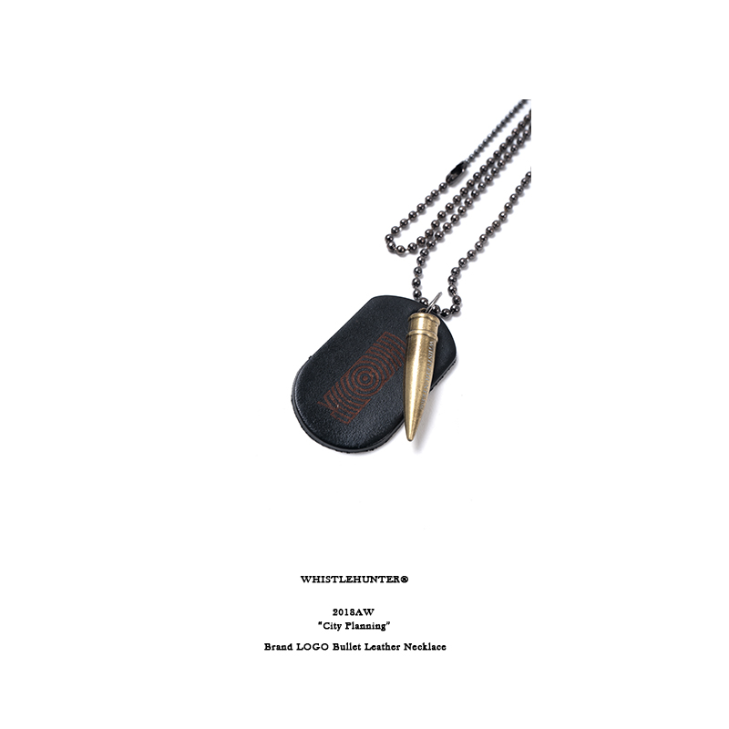WHISTLEHUNTER 2018AW 潮流圆珠链个性子弹皮牌logo可调节长项链