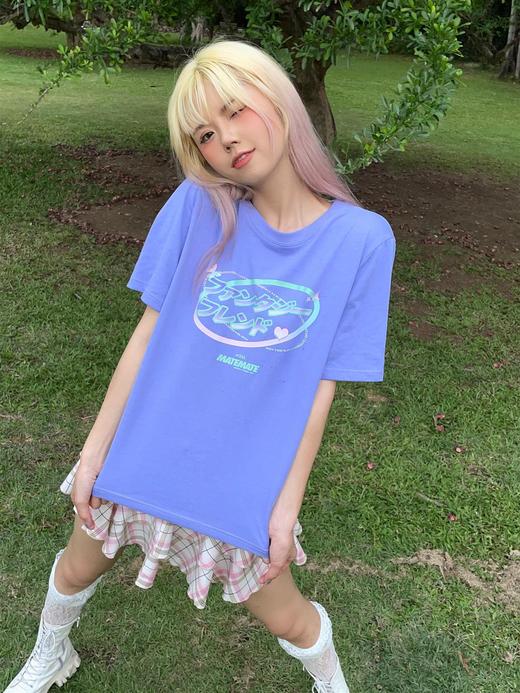 MATEMATE原创日文logo甜酷夏日情侣宽松纯欲短袖T恤 商品图1