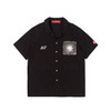 WHISTLEHUNTER 潮牌男女贴布印花基础双口袋开叉黑色开领短袖衬衫 商品缩略图4