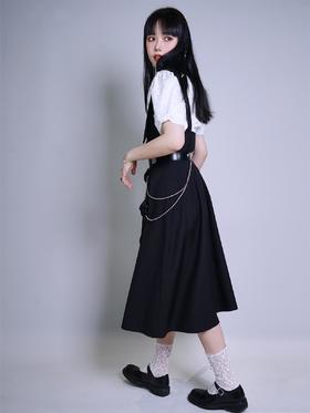 fragileheart易碎商店原创立体玫瑰花朵机能风织带背带连衣裙春季