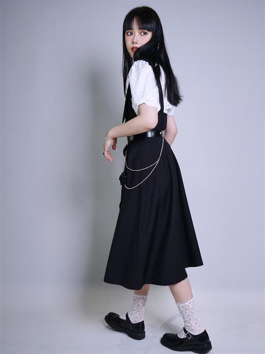 fragileheart易碎商店原创立体玫瑰花朵机能风织带背带连衣裙春季 商品图0