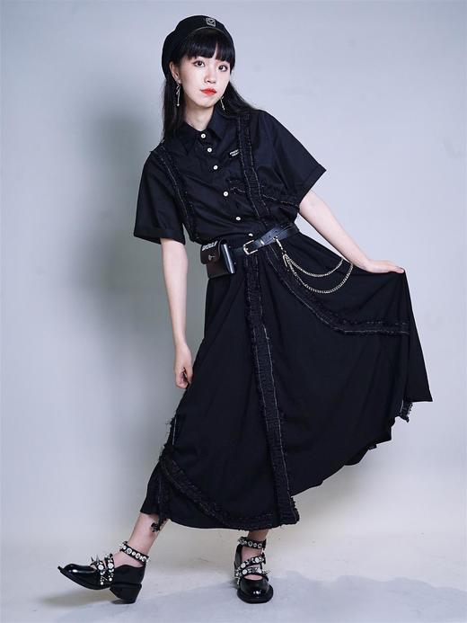 fragileheart黑白短袖衬衫女设计感小众学院风春季薄款宽松上衣 商品图1