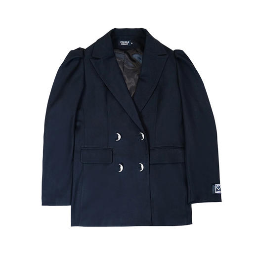 fragileheart易碎商店 黑色西装外套女春装2021新款月亮扣子西服 商品图3