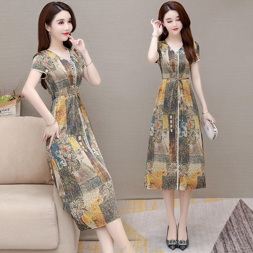 YWE  BOSY97印花连衣裙修身短袖大码气质【优】 商品图3