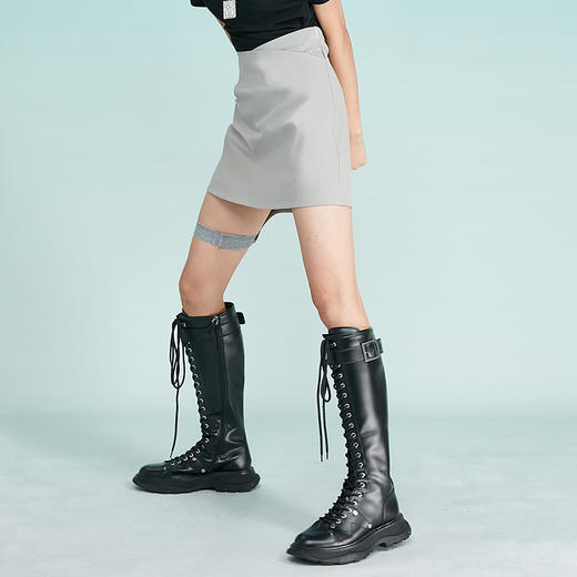 HOLONOMIC 原创设计绑带解构修身包臀特工A字短裙 商品图2