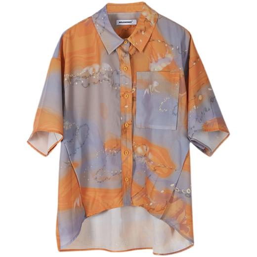 HOLONOMIC「第八大陆」原创宽松设计感小众ALOHA印花短袖衬衫 商品图4