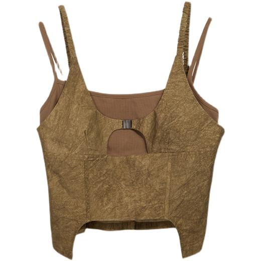 HOLONOMIC 原创拼接假两件修身短款设计感小众外穿吊带背心 商品图4