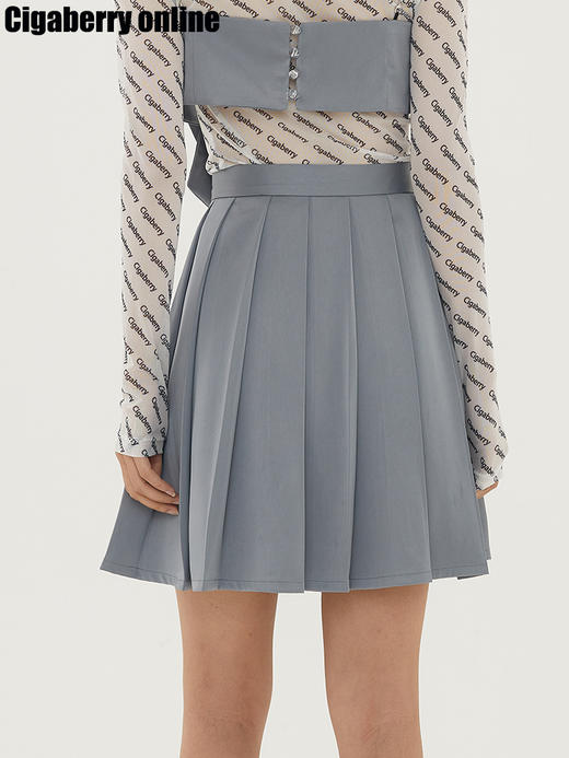 Cigaberry2021春夏流行灰色缎面百搭百褶半裙少女学院风半身裙 商品图3