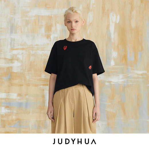 JUDYHUA 经典红唇印花OversizedT恤 商品图4