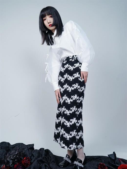 fragileheart易碎商店 原创毛呢半身裙春季新款高腰显瘦复古长裙 商品图2