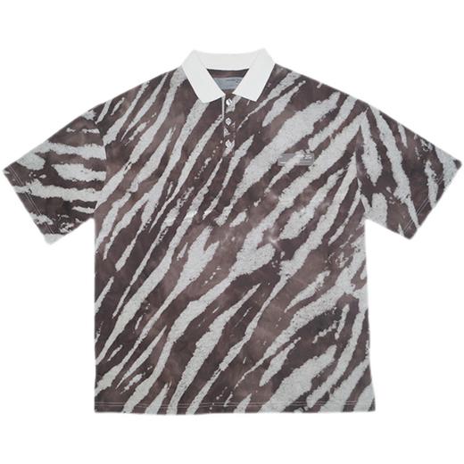 SFTTR 2021SS 灰/棕定制棕色斑马纹扎染水洗宽松廓形男女短袖T恤 商品图3