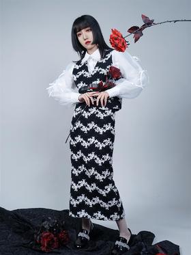 fragileheart易碎商店 原创毛呢半身裙春季新款高腰显瘦复古长裙