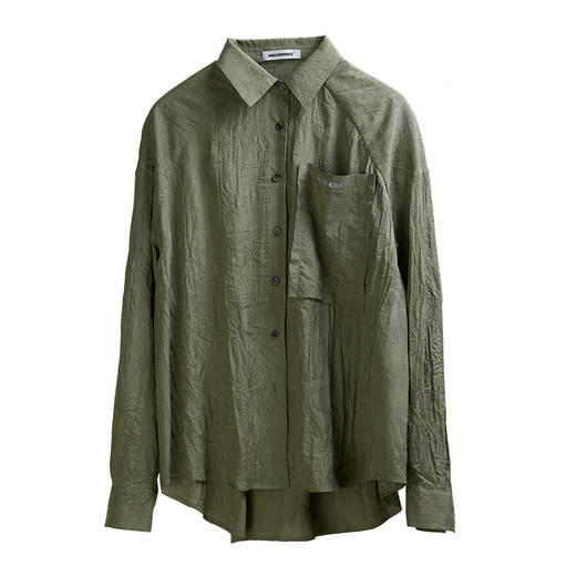 HOLONOMIC 原创设计褶皱感落肩宽松长袖衬衫 商品图4