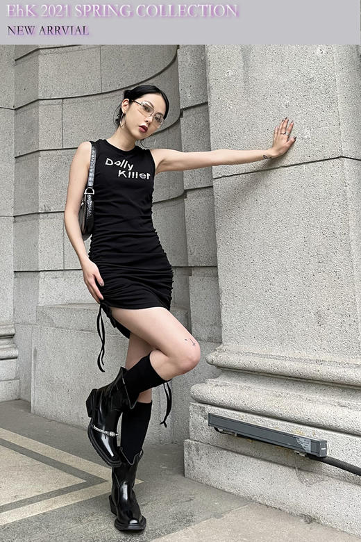 EhK 玩偶杀手Dolly killer性感约会辣妹烫钻抽绳连衣裙 2021春款 商品图1