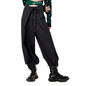 HOLONOMIC 原创双搭片抽绳绑带暗条纹设计感小众宽松阔腿萝卜裤