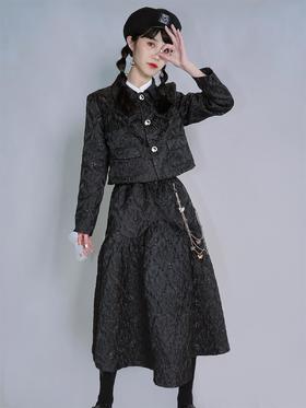 fragileheart原创设计易碎商店法式提花花苞高腰显瘦半身裙女春夏