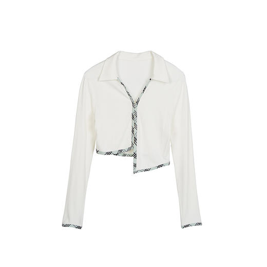 EhK 早秋 乳白色 复古拼接针织长袖 商品图4