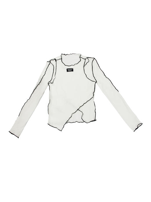 fragileheart易碎商店黑白针织拼接打底衫修身圆领长袖春季T恤女 商品图3