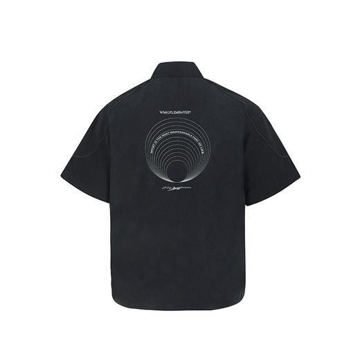 WHISTLEHUNTER(WSTHT)反光条包边百搭金属印花绒面宽松短袖衬衫 商品图4