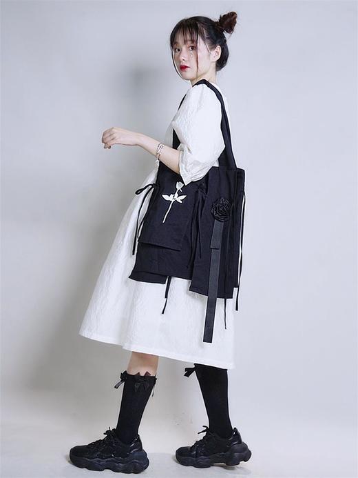 fragileheart原创设计玫瑰托特包女学院暗黑风男女同款系带单肩包 商品图0