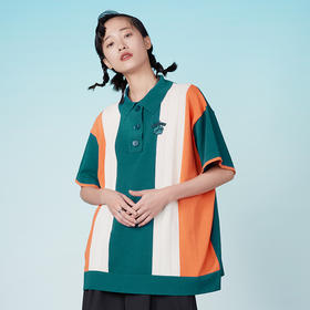 HOLONOMIC 原创撞色宽松设计感小众短袖polo衫上衣