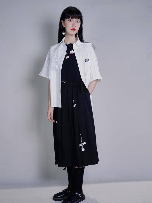 fragileheart易碎商店白色衬衫女春设计感小众学院风短袖衬衣薄款 商品图1