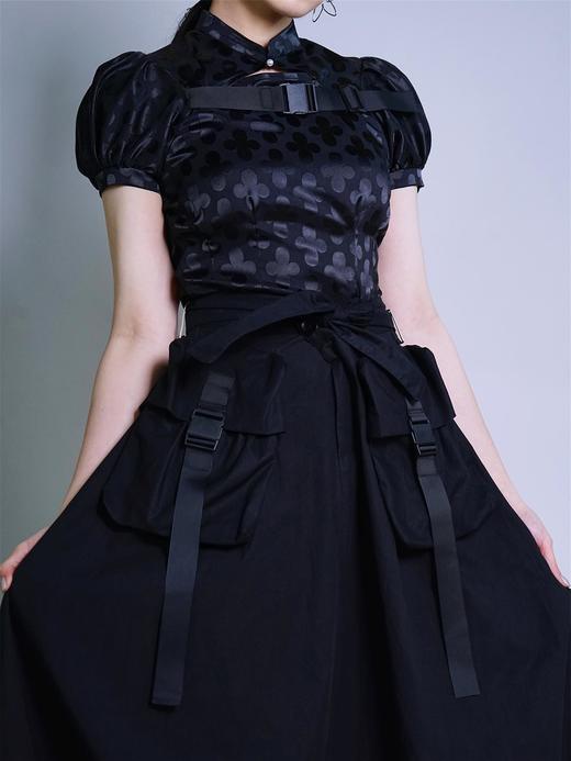 fragileheart原创机能风伞裙春款织带立体大口袋黑色百搭半身裙女 商品图2