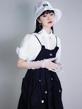 fragileheart易碎商店黑色吊带连衣裙女春夏可爱小花赫本风小黑裙